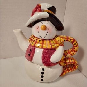 Stacking Snowperson Ceramic Teapot